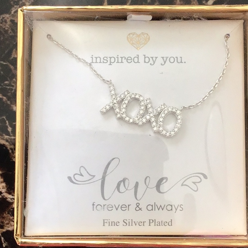 Fine Silver plated XOXO necklace